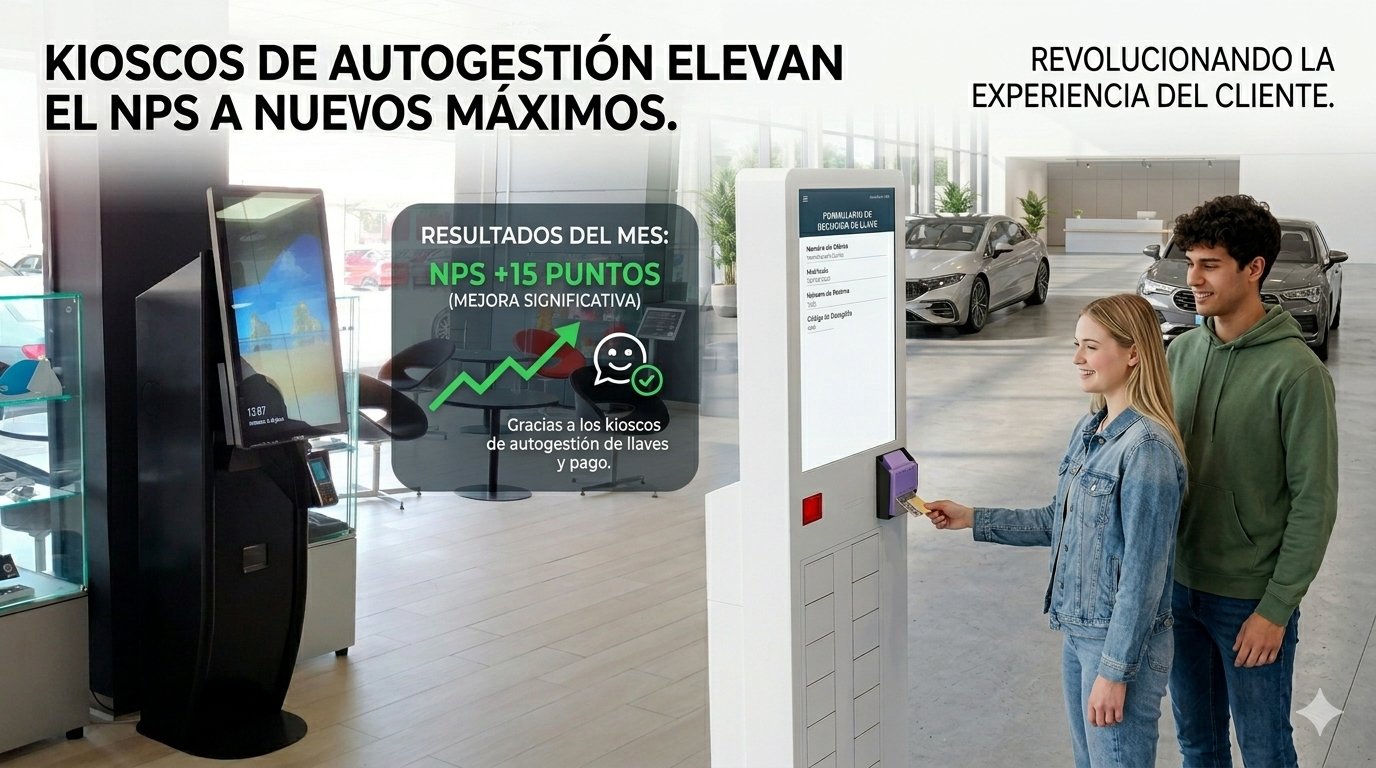 Kiosco autogesti&oacute;n, gesti&oacute;n de llaves, mejora NPS cliente kiosco autogesti&oacute;n para reducir tiempos de espera y mejorar NPS